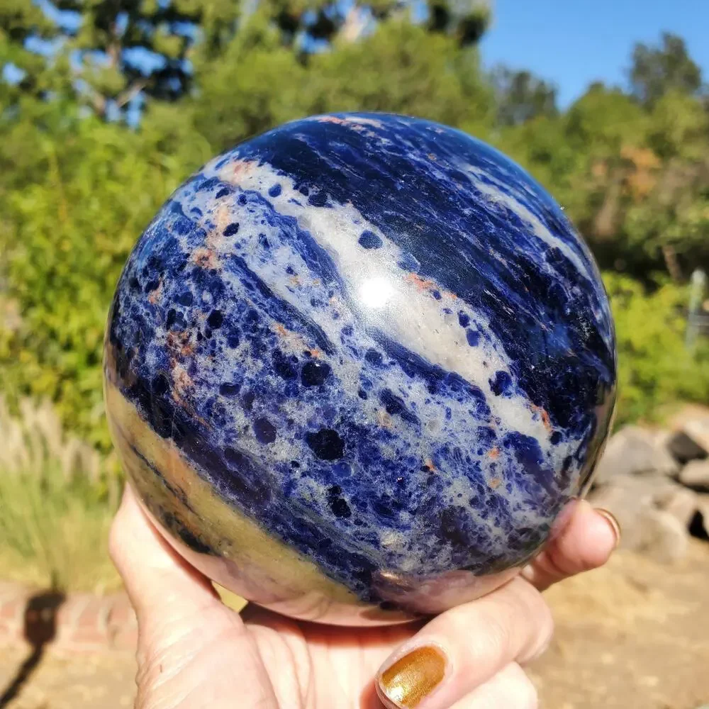 XL Dark Blue Sodalite Crystal Sphere 107mm 1840 grams